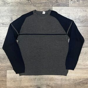 Vintage Y2K Anchor Blue Black and Gray Knitted Sweater - Men's Size Large